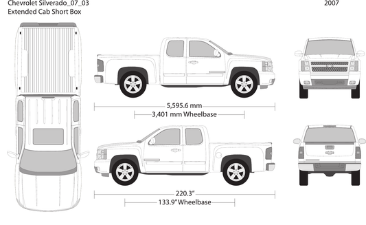 2007 Chevy Silverado 1500 vector wrap template V03, Design-Ready PDF - GravBase