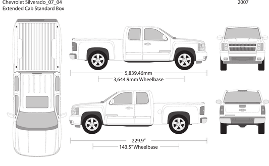 2007 Chevy Silverado 1500 vector wrap template V04, Design-Ready PDF - GravBase