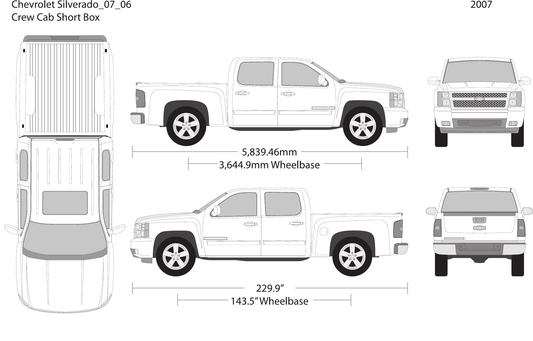 2007 Chevy Silverado 1500 vector wrap template V06, Design-Ready PDF - GravBase