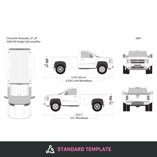 2007 Chevy Silverado 2500-3500 HD vector wrap template V07, Design-Ready PDF - GravBase