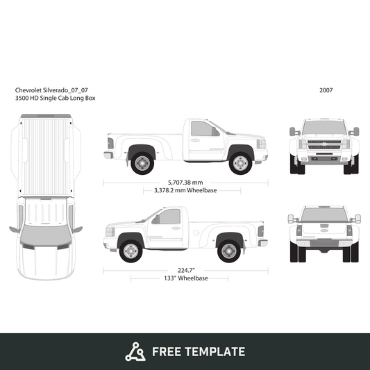 2007 Chevy Silverado 2500-3500 HD free vector vehicle wrap template - GravBase