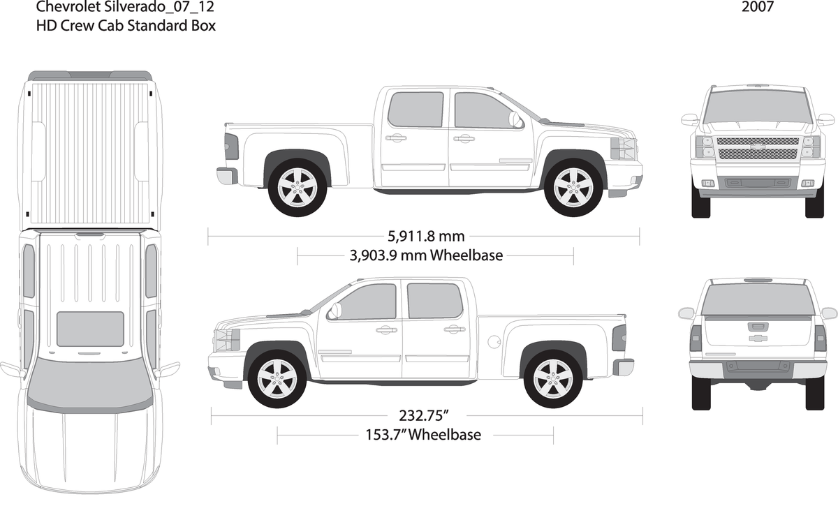 2007 Chevy Silverado 2500 3500 Hd V12 Vehicle Wrap Template