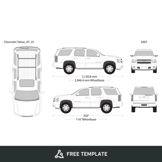 2007 Chevy Tahoe free vector vehicle wrap template - GravBase