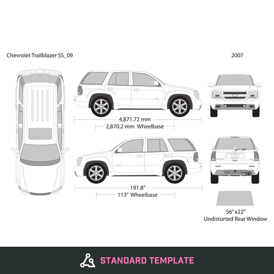 2007 Chevy Trailblazer vector wrap template, Design-Ready PDF - GravBase