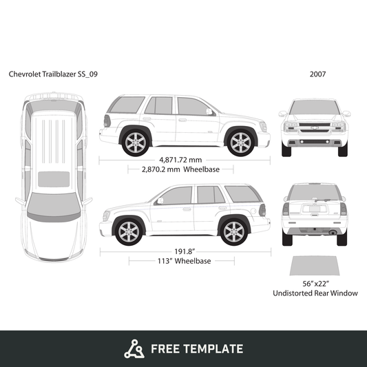 2007 Chevy Trailblazer free vector vehicle wrap template - GravBase