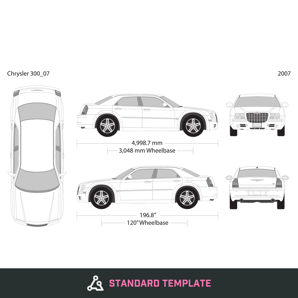2007 Chrysler 300 vector wrap template, Design-Ready PDF - GravBase