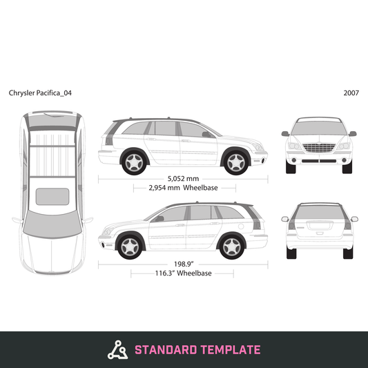 2007 Chrysler Pacifica vector wrap template, Design-Ready PDF - GravBase