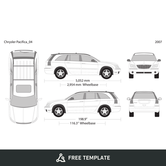 2007 Chrysler Pacifica free vector vehicle wrap template - GravBase