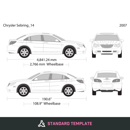 2007 Chrysler Sebring vector wrap template, Design-Ready PDF - GravBase