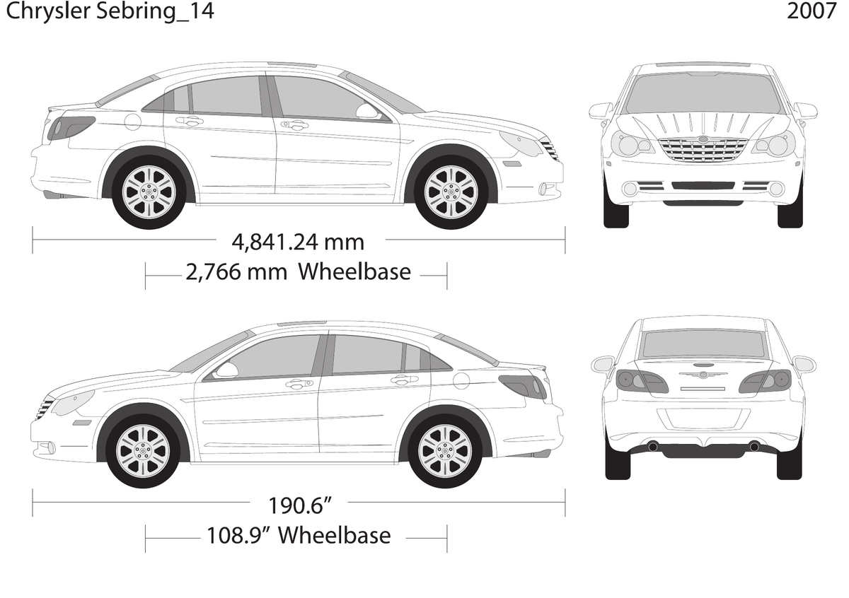 2007 Chrysler Sebring vector wrap template, Design-Ready PDF - GravBase