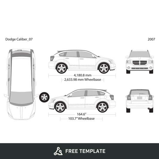 2007 Dodge Caliber free vector vehicle wrap template - GravBase