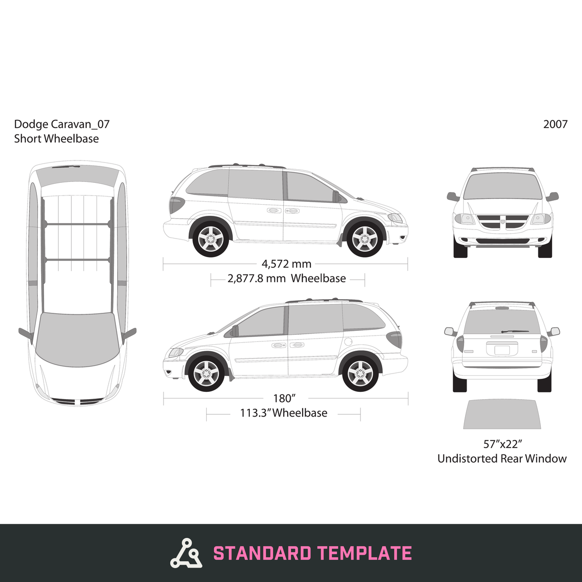 2007 Dodge Caravan vector wrap template, Design-Ready PDF - GravBase
