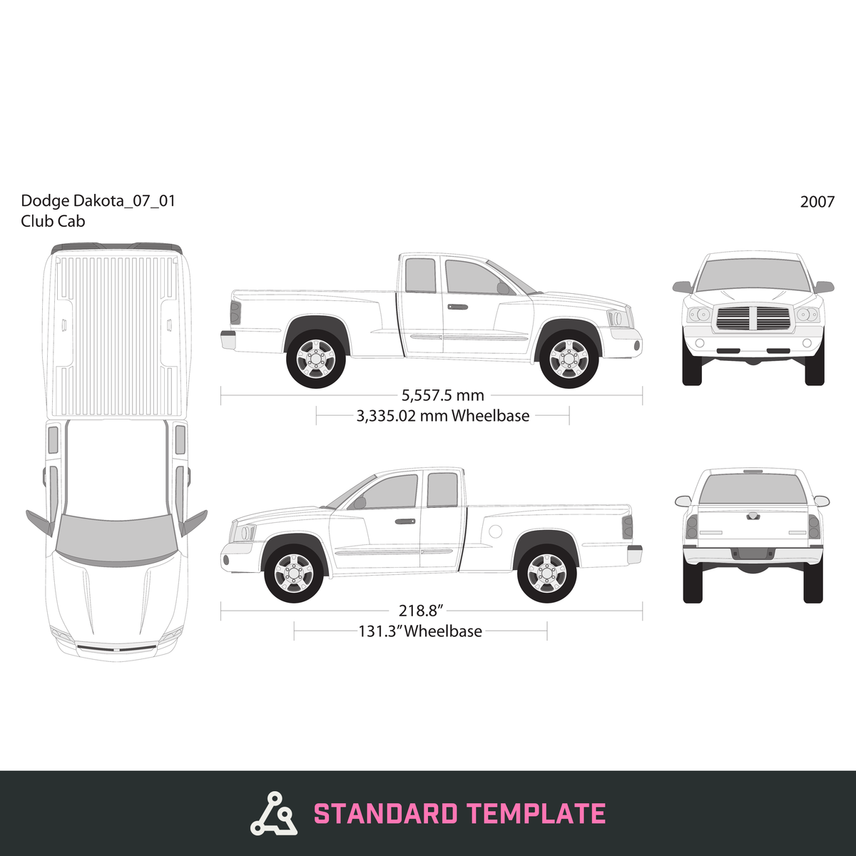 2007 Dodge Dakota vector wrap template V01, Design-Ready PDF - GravBase