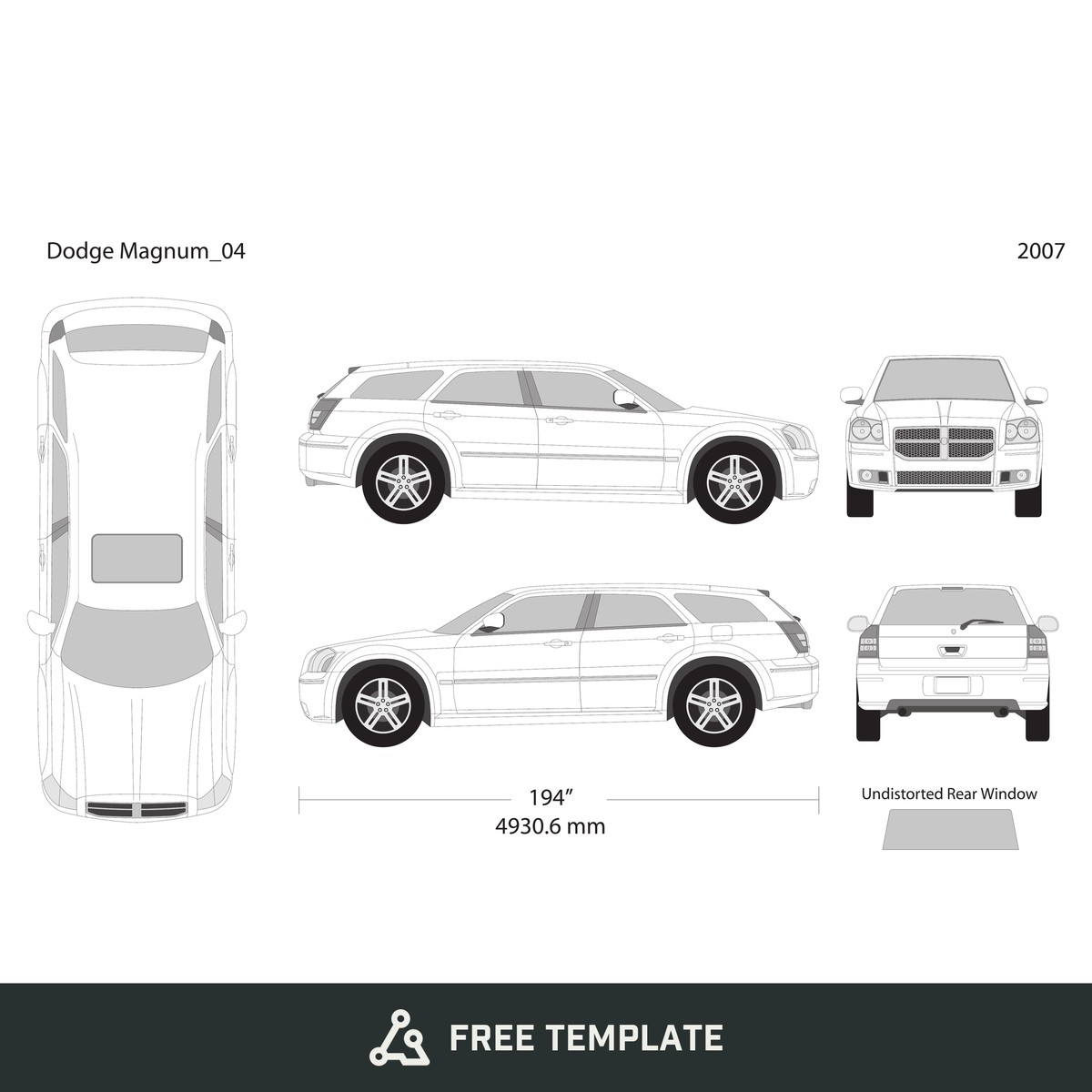 2007 Dodge Magnum free vector vehicle wrap template - GravBase