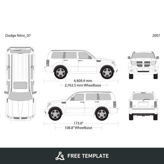 2007 Dodge Nitro free vector vehicle wrap template - GravBase