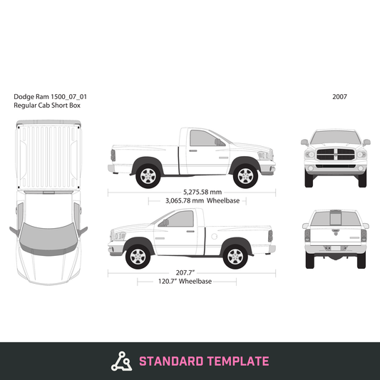 2007 Dodge Ram 1500 vector wrap template V01, Design-Ready PDF - GravBase