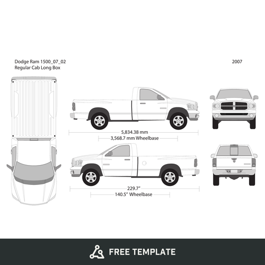 2007 Dodge Ram 1500 free vector vehicle wrap template - GravBase