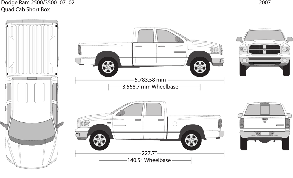 2007 Dodge Ram 2500_3500 vector wrap template V02, Design-Ready PDF - GravBase