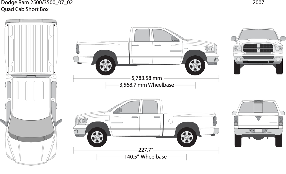 2007 Dodge Ram 2500 3500 V02 Vehicle Wrap Template