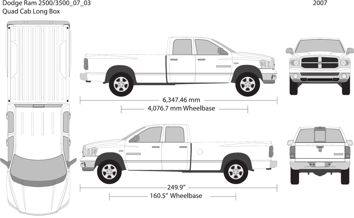 2007 Dodge Ram 2500_3500 vector wrap template V03, Design-Ready PDF - GravBase