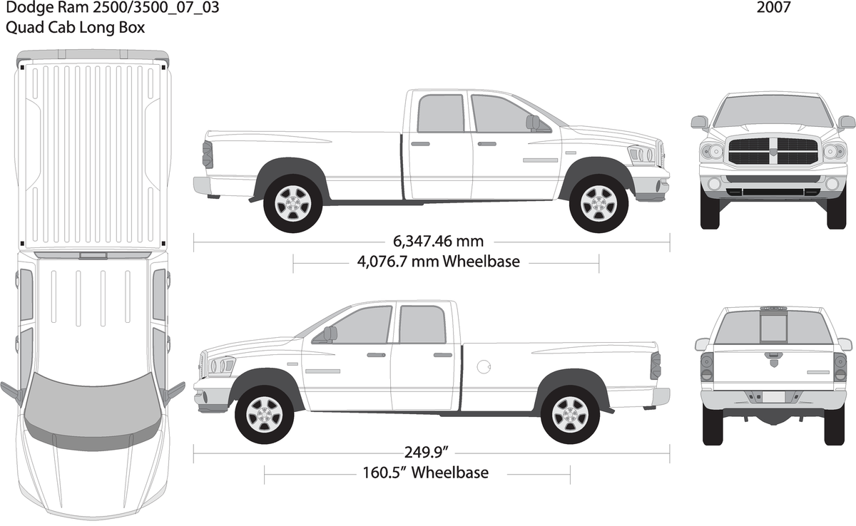 2007 Dodge Ram 2500 3500 V03 Vehicle Wrap Template