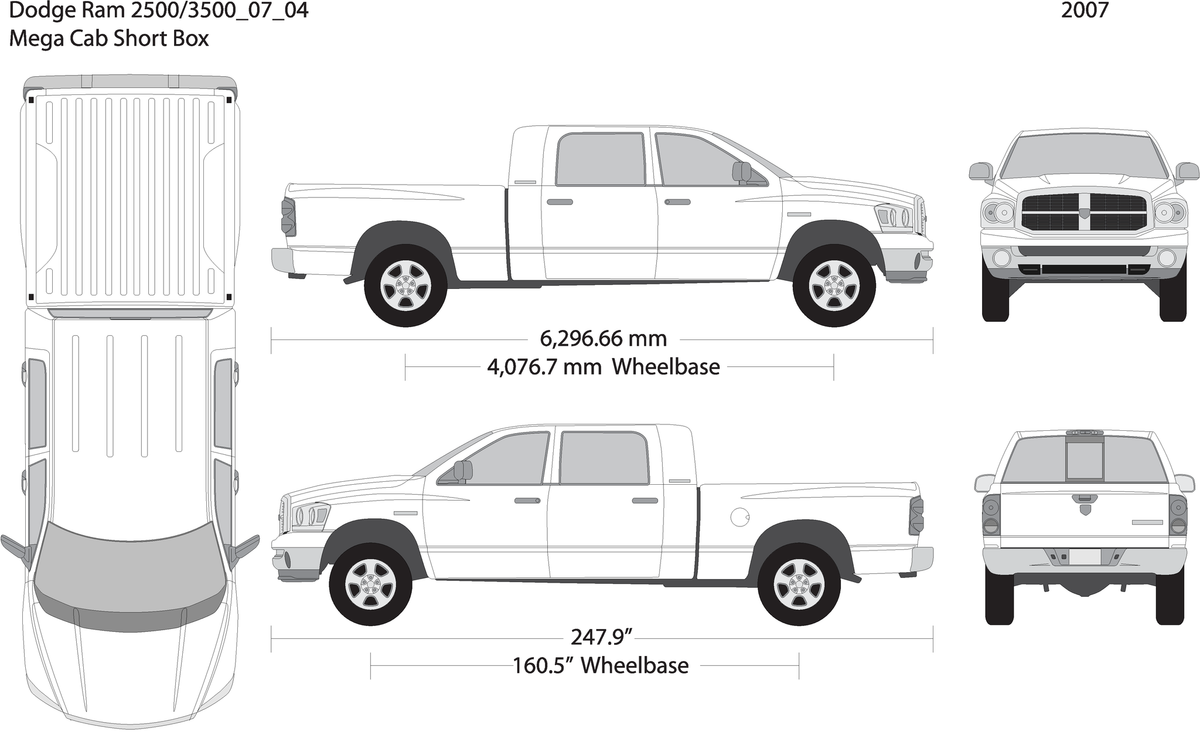 2007 Dodge Ram 2500 3500 V04 Vehicle Wrap Template