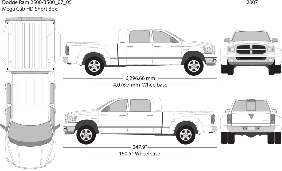 2007 Dodge Ram 2500_3500 vector wrap template V05, Design-Ready PDF - GravBase