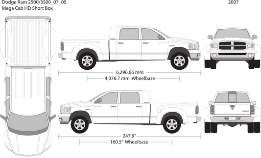 2007 Dodge Ram 2500_3500 vector wrap template V05, Design-Ready PDF - GravBase