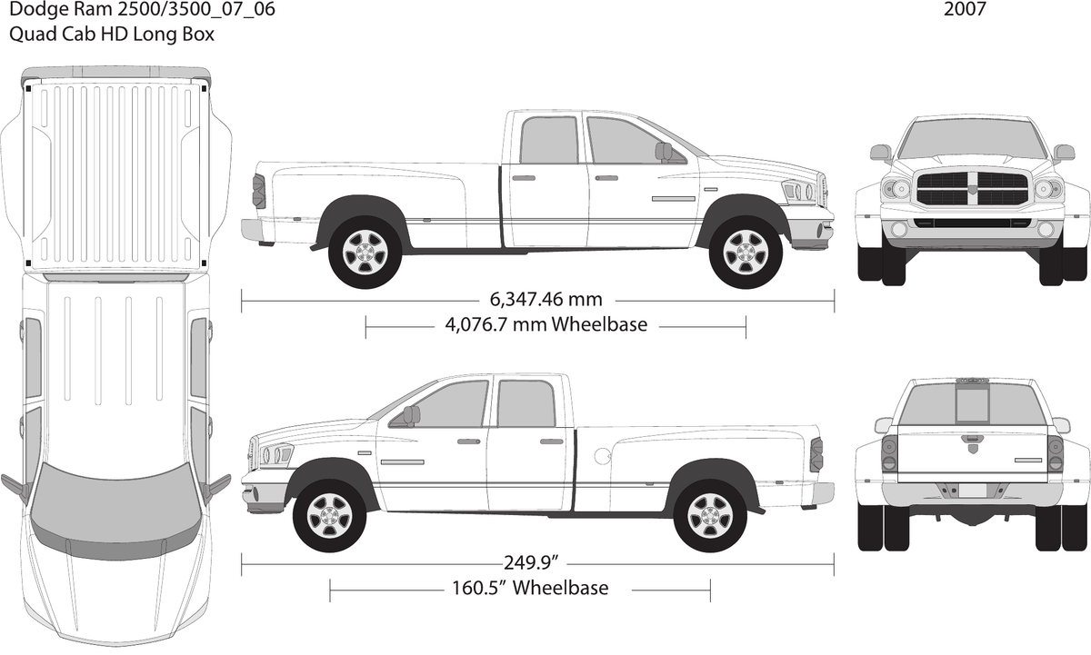2007 Dodge Ram 2500_3500 vector wrap template V06, Design-Ready PDF - GravBase