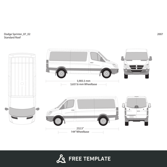 2007 Dodge Sprinter free vector vehicle wrap template - GravBase