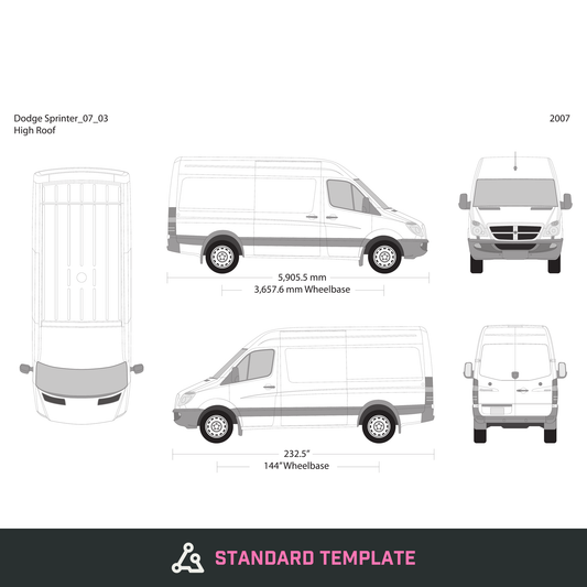 2007 Dodge Sprinter vector wrap template V03, Design-Ready PDF - GravBase