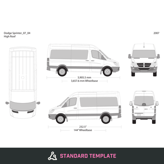 2007 Dodge Sprinter vector wrap template V04, Design-Ready PDF - GravBase