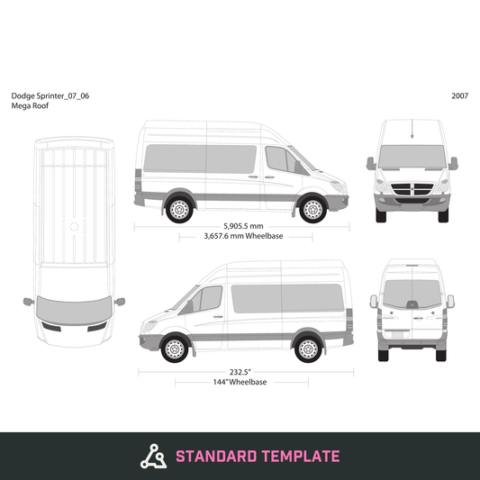 2007 Dodge Sprinter vector wrap template V06, Design-Ready PDF - GravBase