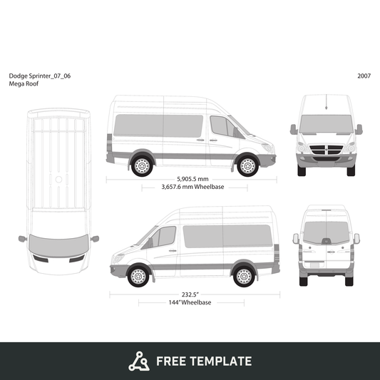 2007 Dodge Sprinter free vector vehicle wrap template - GravBase
