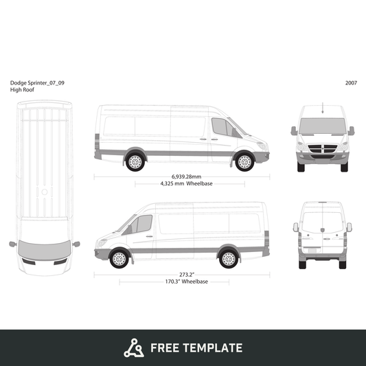 2007 Dodge Sprinter free vector vehicle wrap template - GravBase