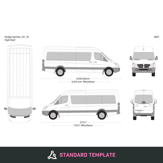 2007 Dodge Sprinter vector wrap template V10, Design-Ready PDF - GravBase
