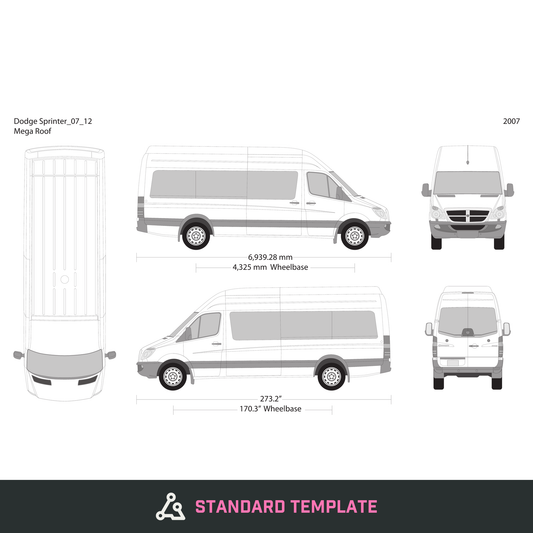 2007 Dodge Sprinter vector wrap template V12, Design-Ready PDF - GravBase