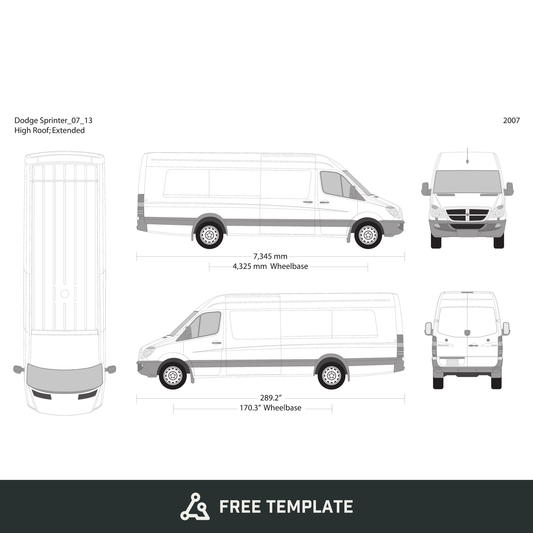 2007 Dodge Sprinter free vector vehicle wrap template - GravBase