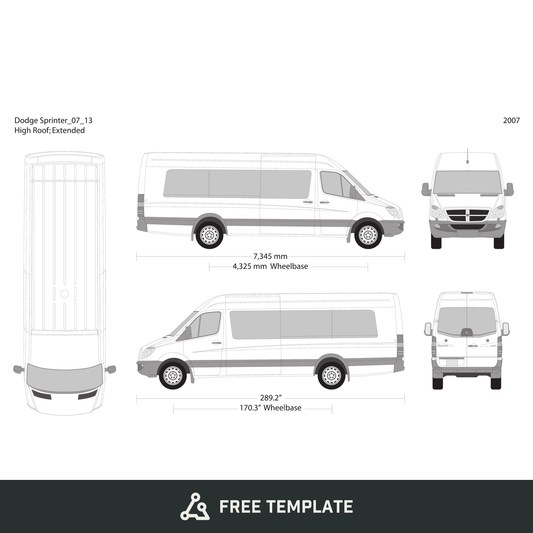 2007 Dodge Sprinter free vector vehicle wrap template - GravBase