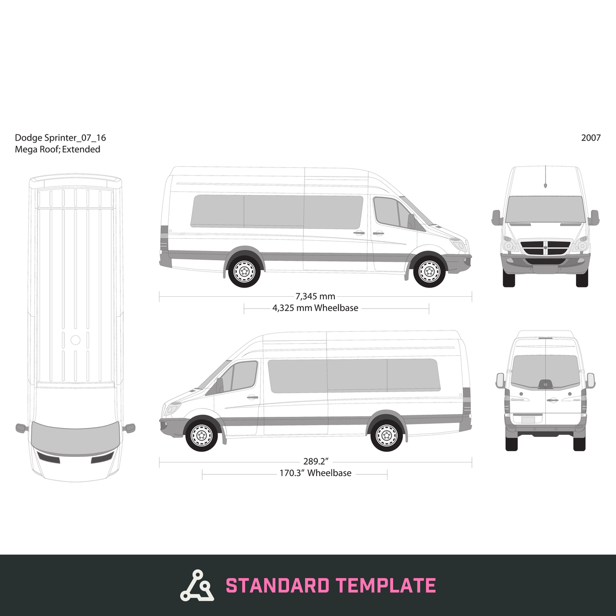 2007 Dodge Sprinter vector wrap template V16, Design-Ready PDF - GravBase