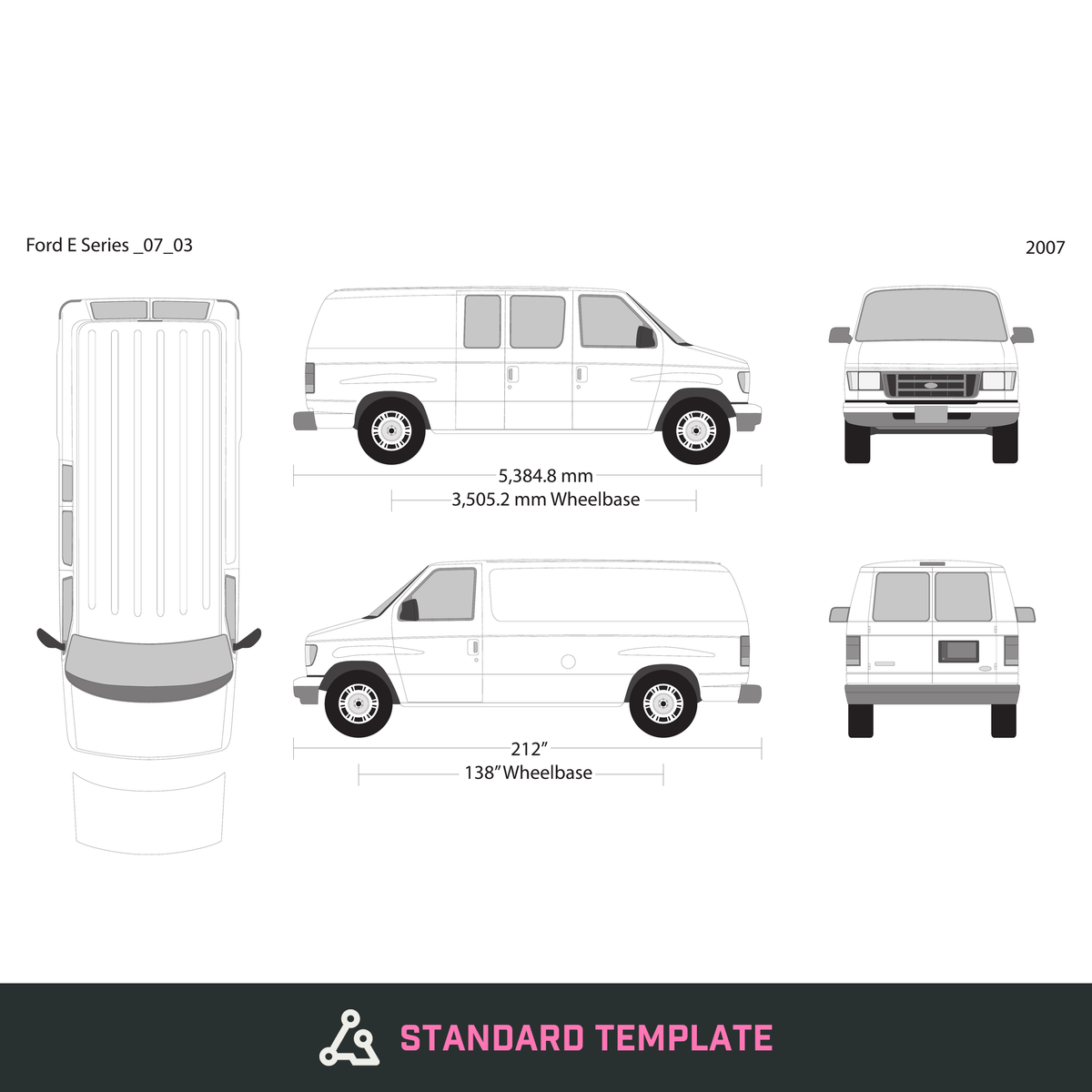 2007 Ford E Series vector wrap template V03, Design-Ready PDF - GravBase
