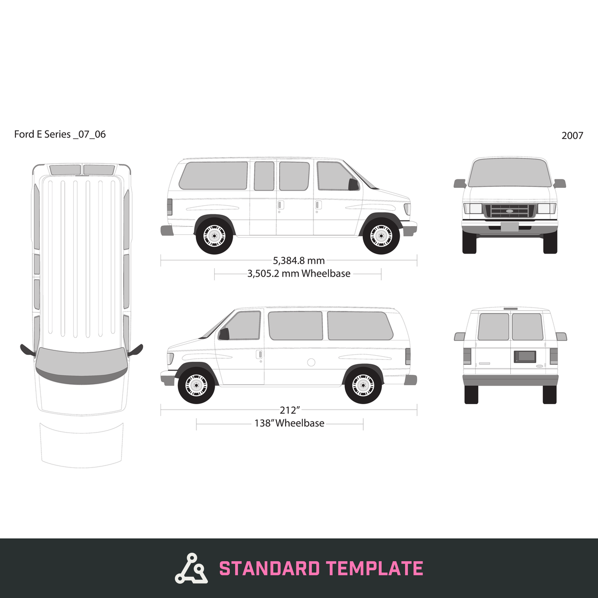 2007 Ford E Series vector wrap template V06, Design-Ready PDF - GravBase