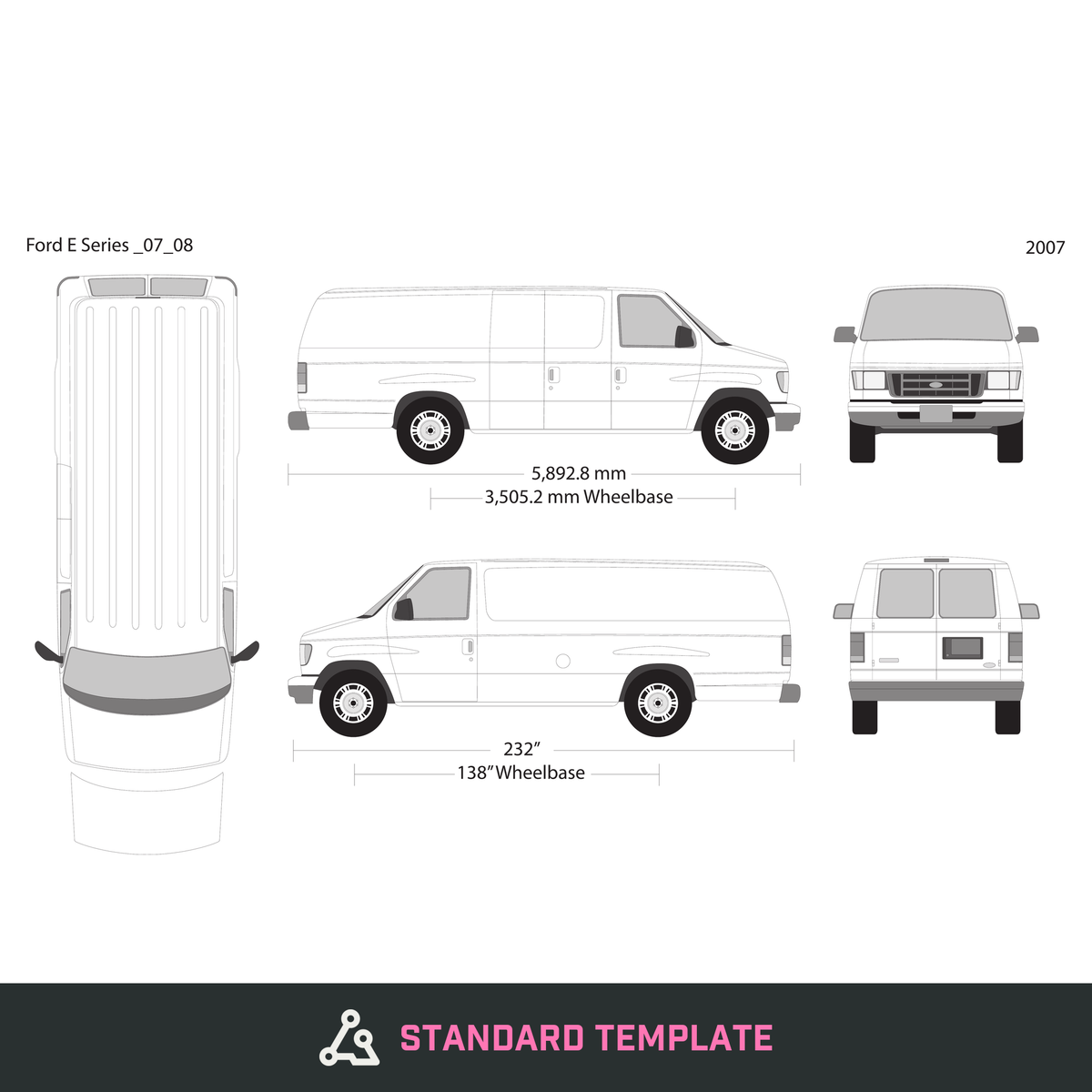 2007 Ford E Series vector wrap template V08, Design-Ready PDF - GravBase