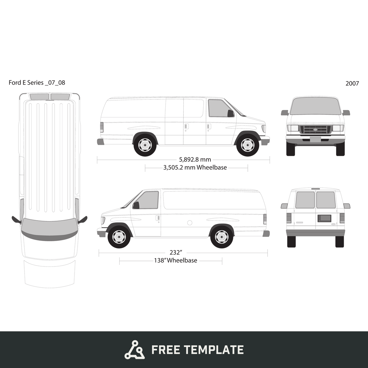 2007 Ford E Series free vector vehicle wrap template - GravBase