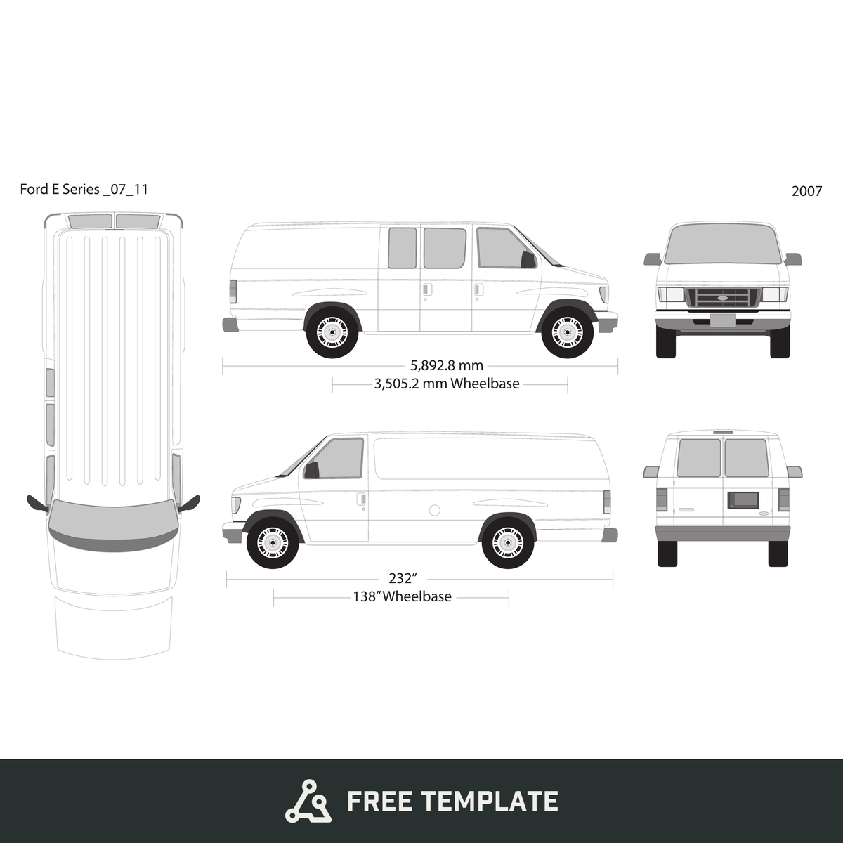 2007 Ford E Series free vector vehicle wrap template - GravBase