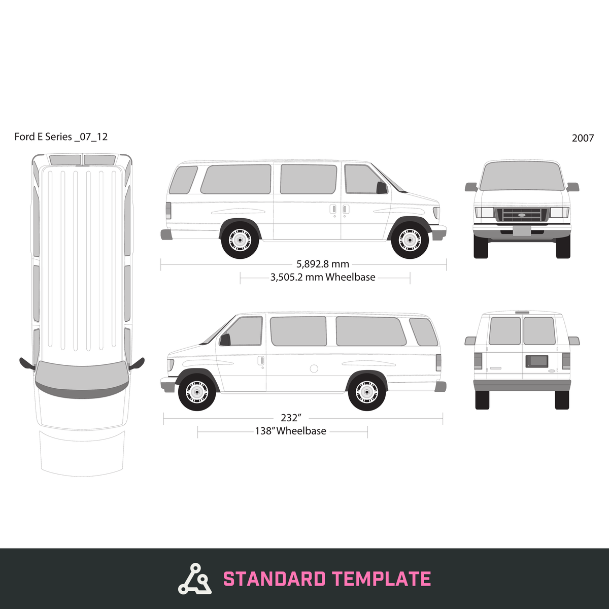 2007 Ford E Series vector wrap template V12, Design-Ready PDF - GravBase
