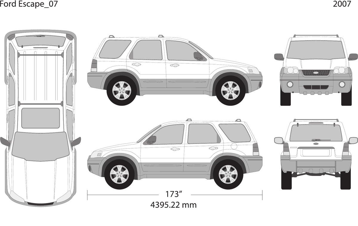 2007 Ford Escape vector wrap template, Design-Ready PDF - GravBase