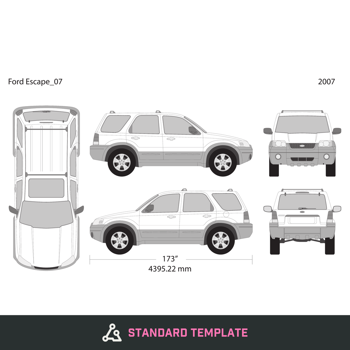 2007 Ford Escape vector wrap template, Design-Ready PDF - GravBase