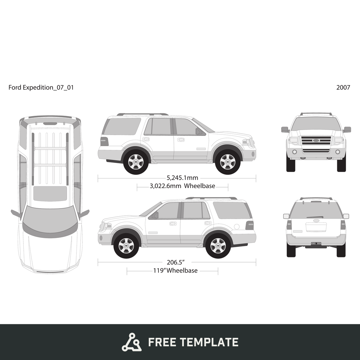 2007 Ford Expedition free vector vehicle wrap template - GravBase