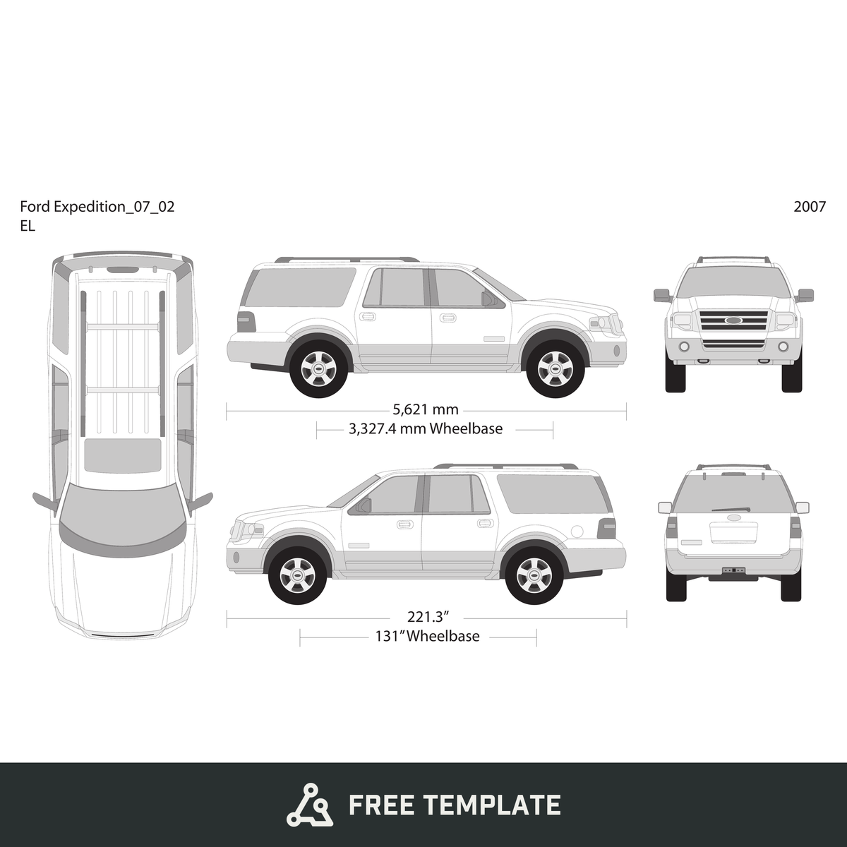 2007 Ford Expedition free vector vehicle wrap template - GravBase